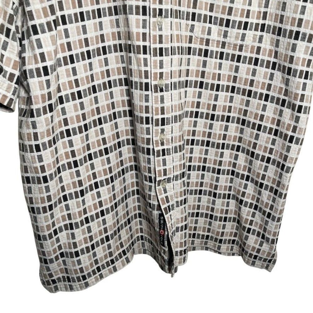 Southpole Shirt Men's XXL Textured Button Up Collared Short Sleeve Brown - Picture 3 of 9